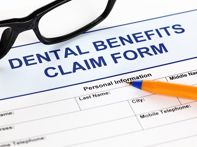 close-up of dental insurance form 