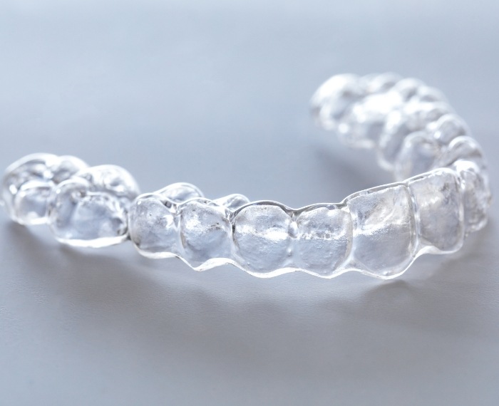 Close up of Invisalign clear aligner